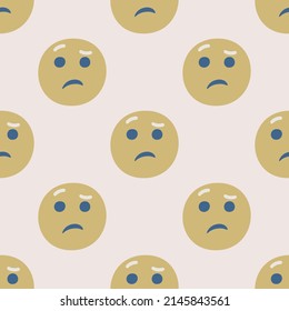 Seamless vector facial expression pattern. Repeat funny heads background for fabric, textile, wrapping, cover etc.	