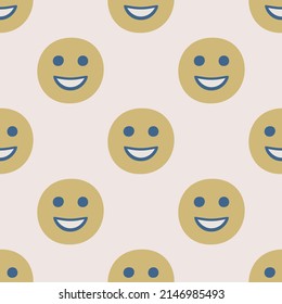 Seamless vector facial expression pattern. Repeat faces background for fabric, textile, wrapping, cover etc.