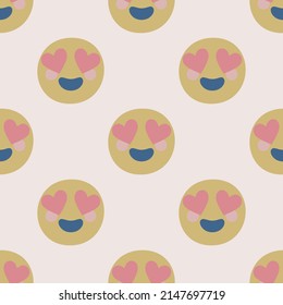 Seamless vector facial expression pattern. Repeat faces background for fabric, textile, wrapping, cover etc.