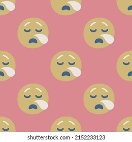 Seamless vector facial expression pattern. Repeat heads background for fabric, textile, wrapping, cover etc.