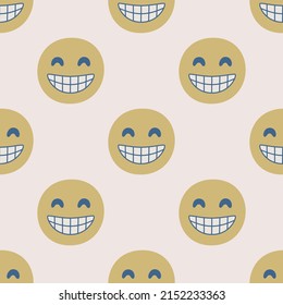 Seamless vector facial expression pattern. Repeat heads background for fabric, textile, wrapping, cover etc.