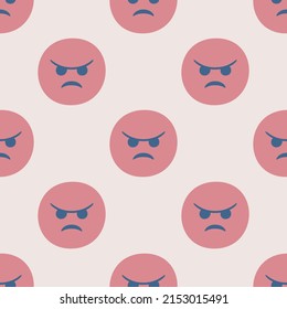 Seamless vector facial expression pattern. Repeat faces background for fabric, textile, wrapping, cover etc.