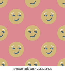 Seamless vector facial expression pattern. Repeat faces background for fabric, textile, wrapping, cover etc.