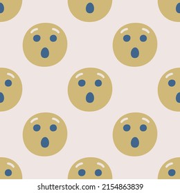 Seamless vector facial expression pattern. Repeat faces background for fabric, textile, wrapping, cover etc.
