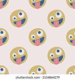 Seamless vector facial expression pattern. Repeat faces background for fabric, textile, wrapping, cover etc.