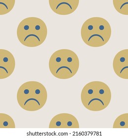 Seamless vector facial expression pattern. Repeat chat emoji background for fabric, textile, wrapping, cover etc.