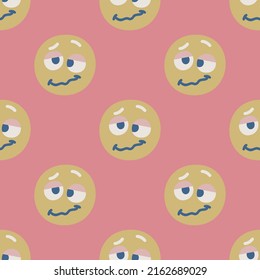 Seamless vector facial expression pattern. Repeat faces background for fabric, textile, wrapping, cover etc.