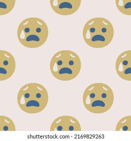 Seamless vector facial expression pattern. Repeat faces background for fabric, textile, wrapping, cover etc.