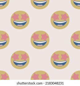 Seamless vector facial expression pattern. Repeat chat smiles background for fabric, textile, wrapping, cover etc.