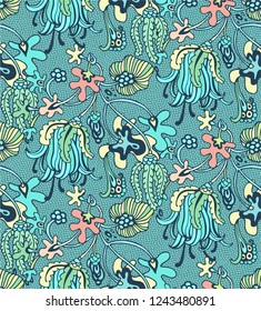 Seamless vector fantasy floral pattern with exotic flowers