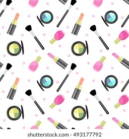 Seamless Vector Fashion Cosmetics Pattern