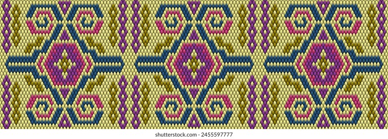 Seamless vector, featuring a moorish pattern with interlocking ogee shapes arranged in rows.
