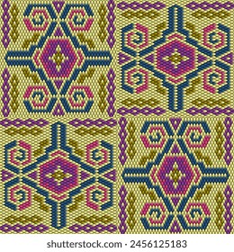 Seamless vector, featuring a moorish pattern with interlocking ogee shapes arranged in rows.
