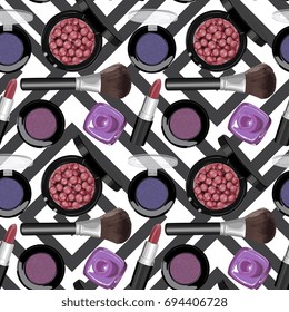 Seamless Vector Female Cosmetics Pattern