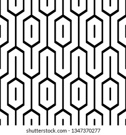 Seamless vector. Figures, hexagons pattern. Shapes ornament. Forms background. Tribal wallpaper. Ethnic image. Folk backdrop. Geometric motif. Digital paper, web design, textile print