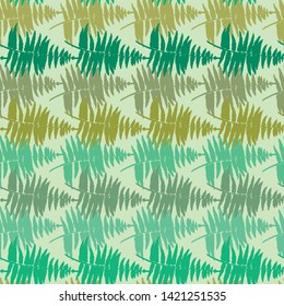 Seamless vector file with fern leaves. Green color. Summer pattern. Autumn pattern. For decor fabric, paper, Wallpaper, packaging.