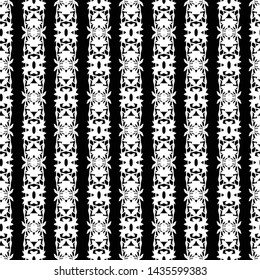 Seamless vector file. Imitation lace. White lace on black background. For decor fabric, paper, Wallpaper, packaging. Layered vector file.