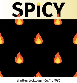 Seamless vector fire symbol pattern. Flame template for the fabric, cover, background. Black, orange and yellow spicy pattern illustration