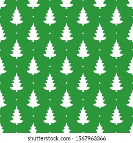 Seamless vector. Fir-tree background. Christmas tree motif. New Year wallpaper. Pines pattern. Holidays ornament. Winter pine trees image. Xmas illustration. Floral backdrop. Textile print design.