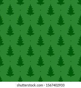 Seamless vector. Fir-tree background. New Year wallpaper. Christmas tree motif. Pines pattern. Holidays ornament. Winter pine trees image. Xmas illustration. Floral backdrop. Textile print design.