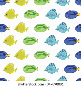 Seamless vector fish pattern. Endless texture. Hand draw vector. White background