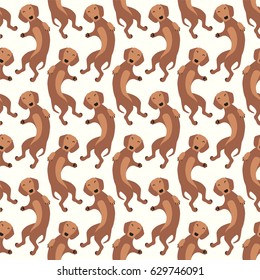 Seamless vector flat pattern - ginger dachshund dog