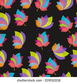 Seamless vector floral background with autumn leaves. Seamless abstract colorful  pattern for printing textile, wallpaper, wrapping paper