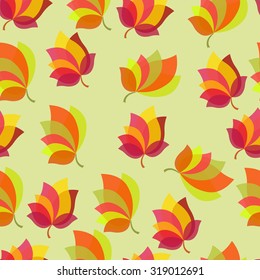 Seamless vector floral background with autumn leaves. Seamless abstract colorful  pattern for printing textile, wallpaper, wrapping paper
