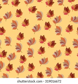 Seamless vector floral background with autumn leaves. Seamless cute colorful  pattern with leaf for printing children textile, wallpaper, wrapping paper