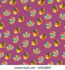 Seamless vector floral background with autumn leaves. Seamless cute colorful  pattern with leaf for printing children textile, wallpaper, wrapping paper