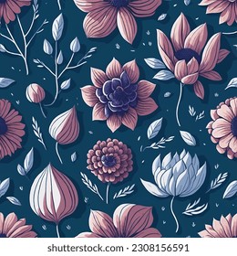 Seamless vector floral background. For easy making seamless pattern just drag all group into swatches bar, and use it for filling any contours.