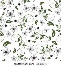 Seamless vector floral background. For easy making seamless pattern just drag all group into swatches bar, and use it for filling any contours.