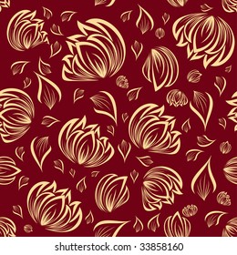 Seamless vector floral background. For easy making seamless pattern just drag all group into swatches bar, and use it for filling any contours.