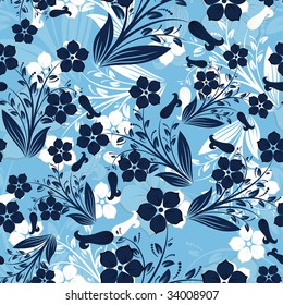 Seamless vector floral background. For easy making seamless pattern just drag all group into swatches bar, and use it for filling any contours.