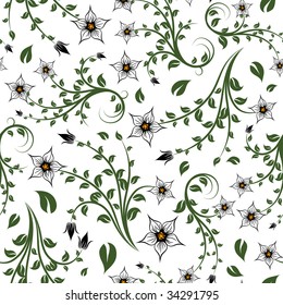 Seamless vector floral background. For easy making seamless pattern just drag all group into swatches bar, and use it for filling any contours.