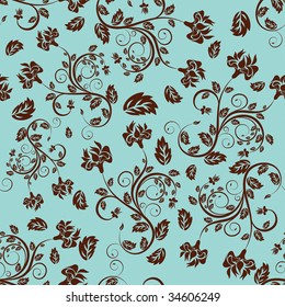 Seamless vector floral background. For easy making seamless pattern just drag all group into swatches bar, and use it for filling any contours.