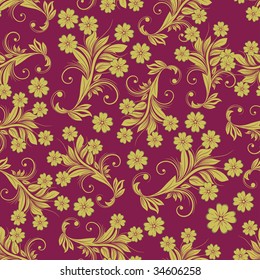 Seamless vector floral background. For easy making seamless pattern just drag all group into swatches bar, and use it for filling any contours.