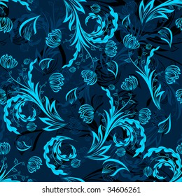 Seamless vector floral background. For easy making seamless pattern just drag all group into swatches bar, and use it for filling any contours.