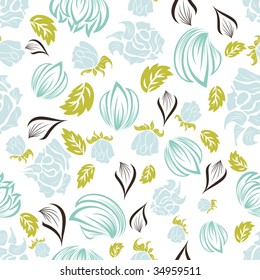 Seamless vector floral background. For easy making seamless pattern just drag all group into swatches bar, and use it for filling any contours.