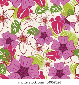 Seamless vector floral background. For easy making seamless pattern just drag all group into swatches bar, and use it for filling any contours.
