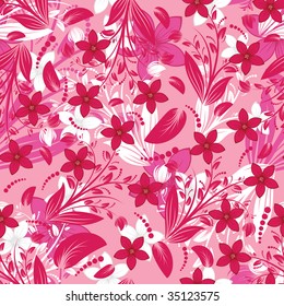 Seamless vector floral background. For easy making seamless pattern just drag all group into swatches bar, and use it for filling any contours.