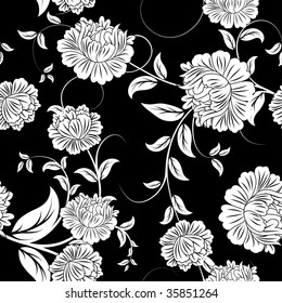 Seamless vector floral background. For easy making seamless pattern just drag all group into swatches bar, and use it for filling any contours.