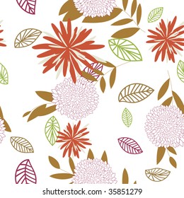 Seamless vector floral background. For easy making seamless pattern just drag all group into swatches bar, and use it for filling any contours.