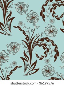 Seamless vector floral background. For easy making seamless pattern just drag all group into swatches bar, and use it for filling any contours.
