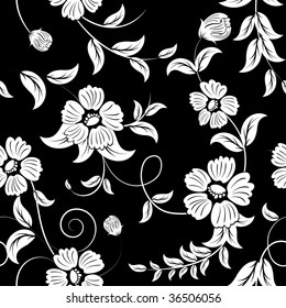 Seamless vector floral background. For easy making seamless pattern just drag all group into swatches bar, and use it for filling any contours.