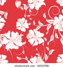 Seamless vector floral background. For easy making seamless pattern just drag all group into swatches bar, and use it for filling any contours.