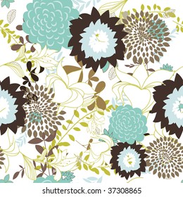 Seamless vector floral background. For easy making seamless pattern just drag all group into swatches bar, and use it for filling any contours.