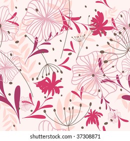 Seamless vector floral background. For easy making seamless pattern just drag all group into swatches bar, and use it for filling any contours.
