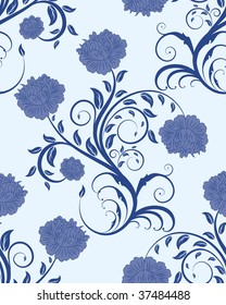 Seamless vector floral background. For easy making seamless pattern just drag all group into swatches bar, and use it for filling any contours.