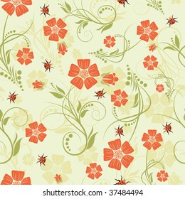 Seamless vector floral background. For easy making seamless pattern just drag all group into swatches bar, and use it for filling any contours.